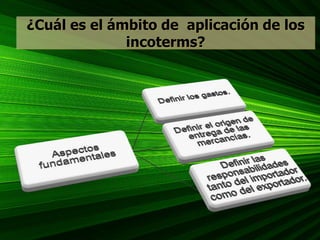 ¿Cuál es el ámbito de aplicación de los
incoterms?
 