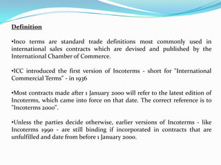 Inco Terms Ppt | PDF