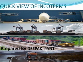 QUICK VIEW OF INCOTERMS
Prepared By DEEPAK PANT
 