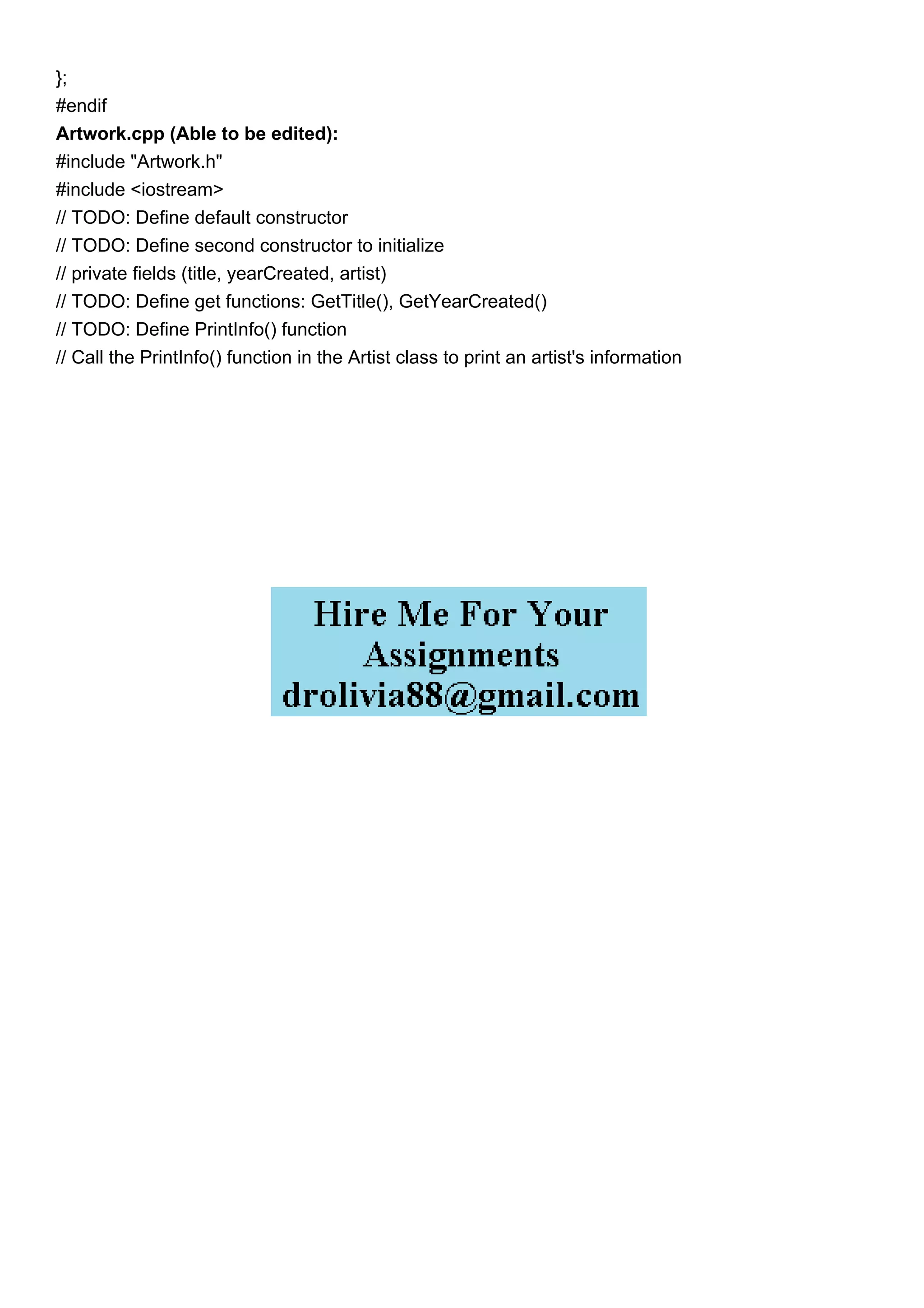 In C++ Plz LAB Artwork label classesconstructors Given m.pdf