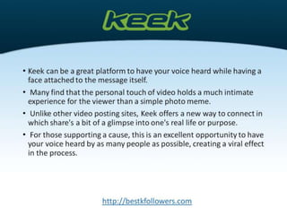 Increase keek followers for free