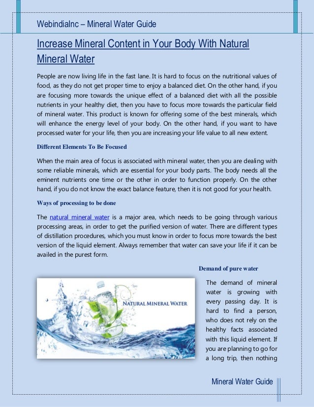 Determine The Best Way To Get Natural Mineral Water