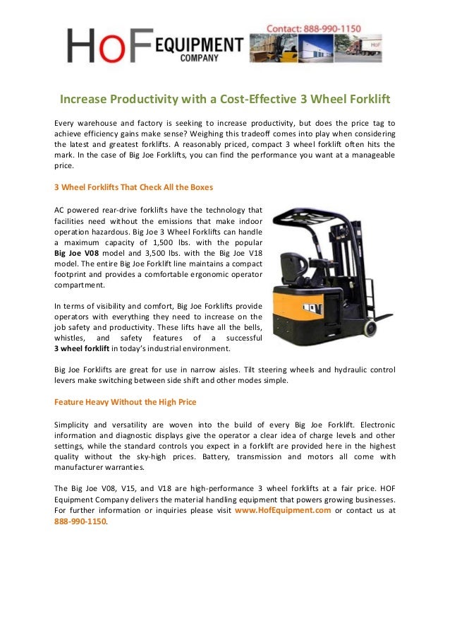 Increase Productivity With A Cost Effective 3 Wheel Forklift