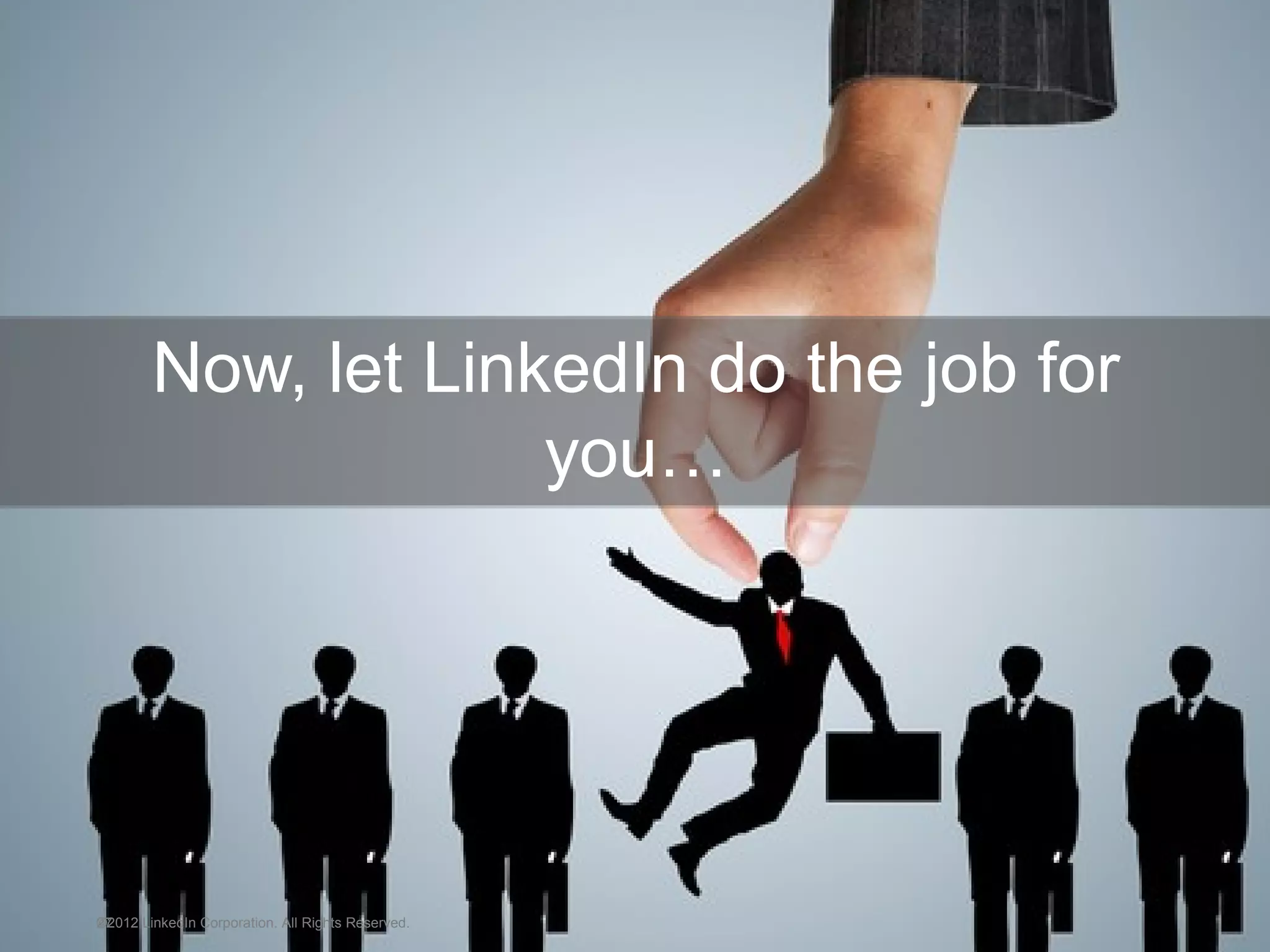 Now, let LinkedIn do the job for
you…
©2012 LinkedIn Corporation. All Rights Reserved.27
 