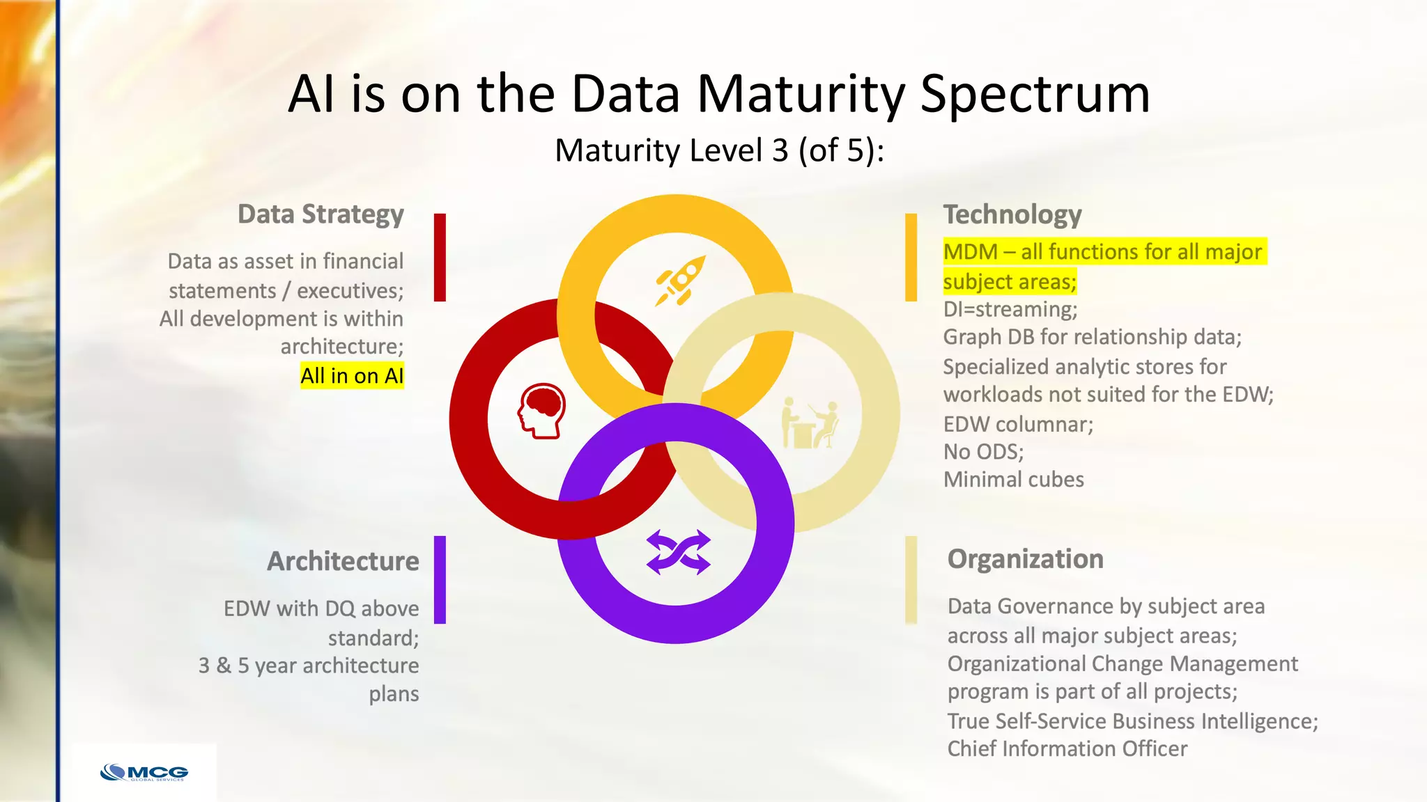 AI is on the Data Maturity Spectrum
Maturity Level 3 (of 5):
All in on AI
 