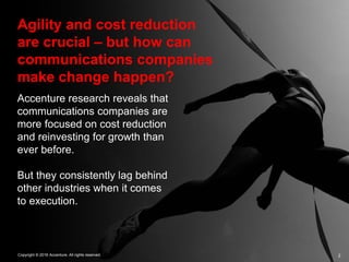 2Copyright © 2016 Accenture. All rights reserved.
Agility and cost reduction
are crucial – but how can
communications comp...