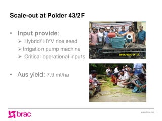 Increasing agricultural and aquacultural productivity in the coastal zone of Bangladesh: BRAC's effort