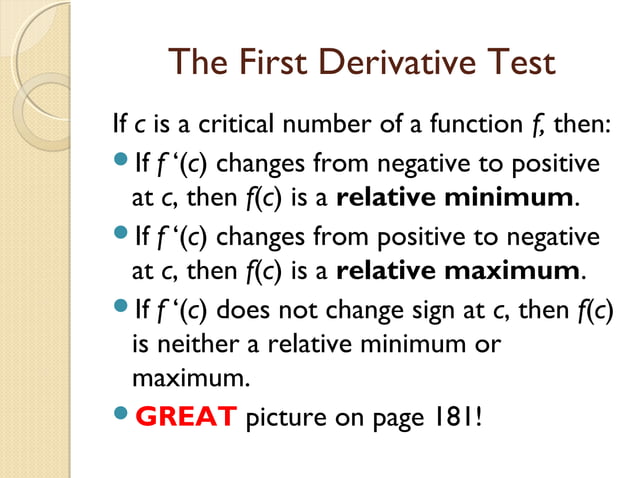 Increasing and decreasing functions ap calc sec 3.3 | PPT