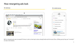 How retargeting ads look
On desktops On mobile devices
18
Bid for retargetingads were increased2-4 times in order to draw ...