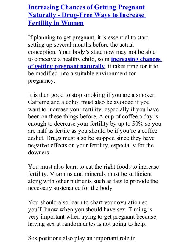 Increasing chances of getting pregnant naturally drugfree ways to