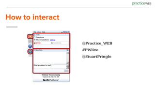 How to interact
@Practice_WEB
#PWlive
@StuartPringle
 