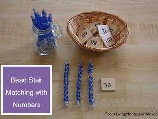 23From LivingMontessoriNow.co
Bead Stair
Matching with
Numbers
 