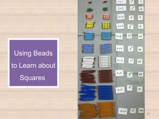 24
Using Beads
to Learn about
Squares
 