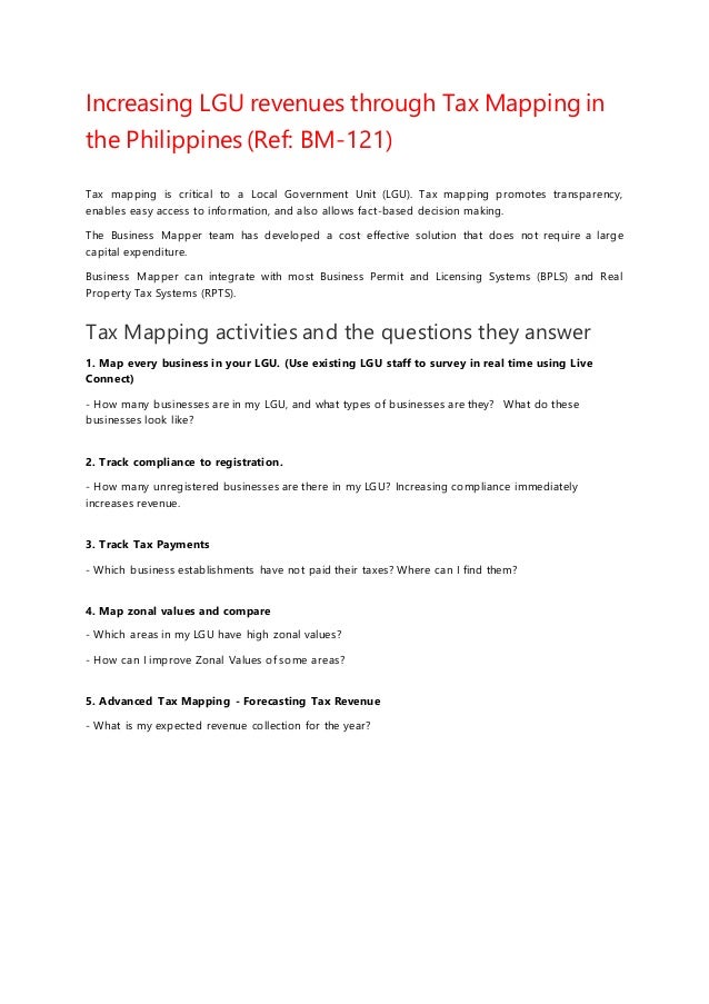 Increasing LGU revenues through Tax Mapping in the Philippines