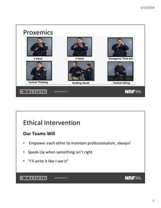 6/13/2018
6
Proxemics
Ethical Intervention
Our Teams Will
• Empower each other to maintain professionalism, always!
• Speak-Up when something isn’t right
• “I’ll write it like I see it”
 