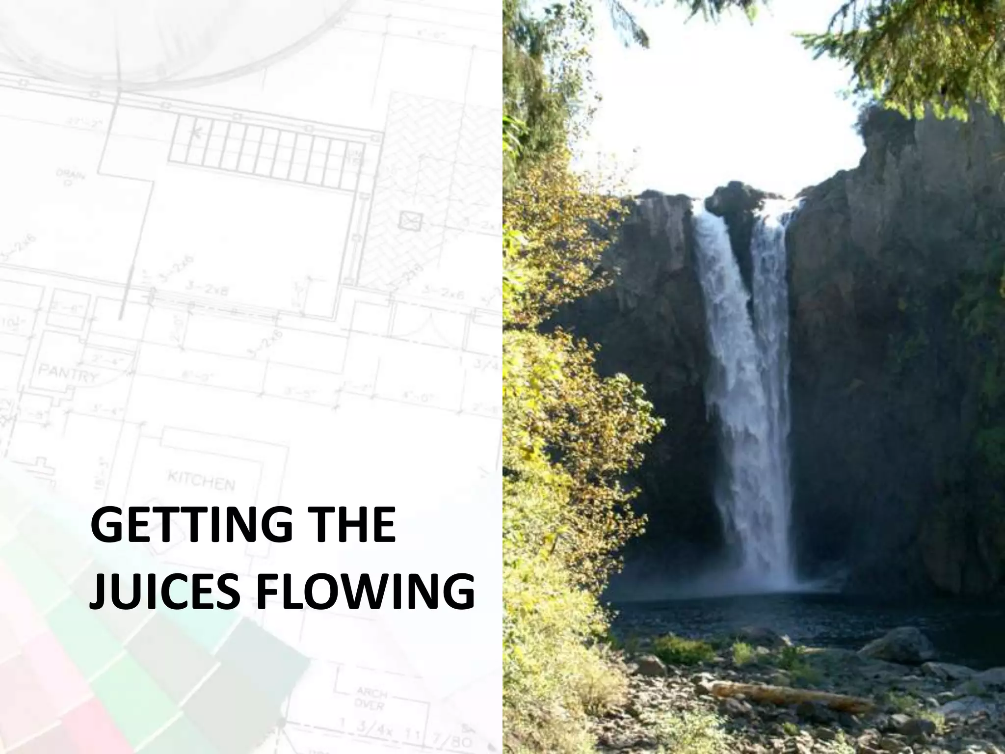 GETTING THE
JUICES FLOWING
 