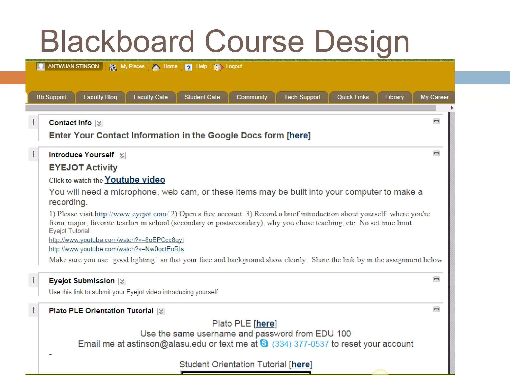 Blackboard Course Design 
 