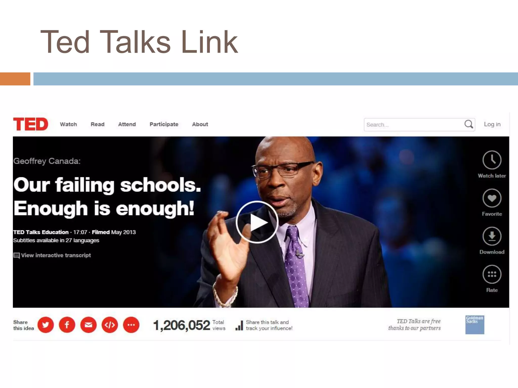 Ted Talks Link 
 
