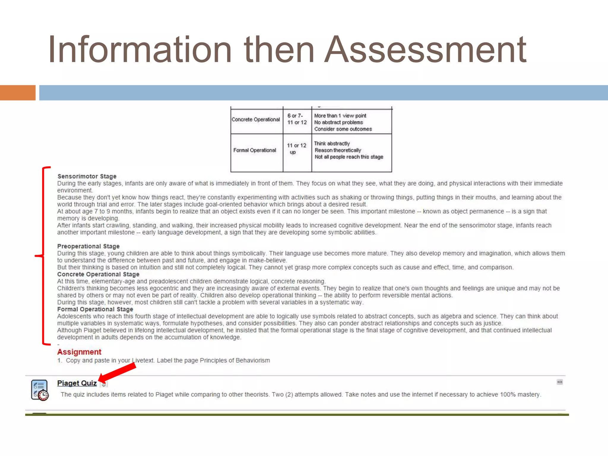 Information then Assessment 
 