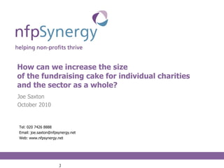 [object Object],[object Object],[object Object],[object Object],[object Object],How can we increase the size  of the fundraising cake for individual charities and the sector as a whole? J 