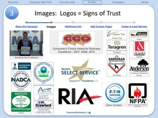 Profile – About the Company 3“About Us” page“Services” page“Customer Testimonials”The more you tell your potential customers, the more likely they are to pick up the phone!