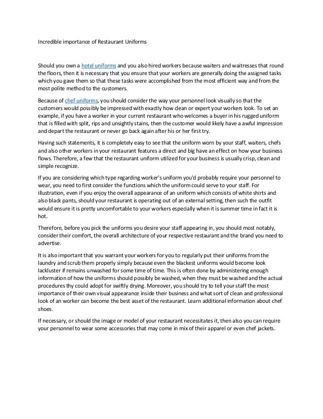 Incredible importance of restaurant uniforms