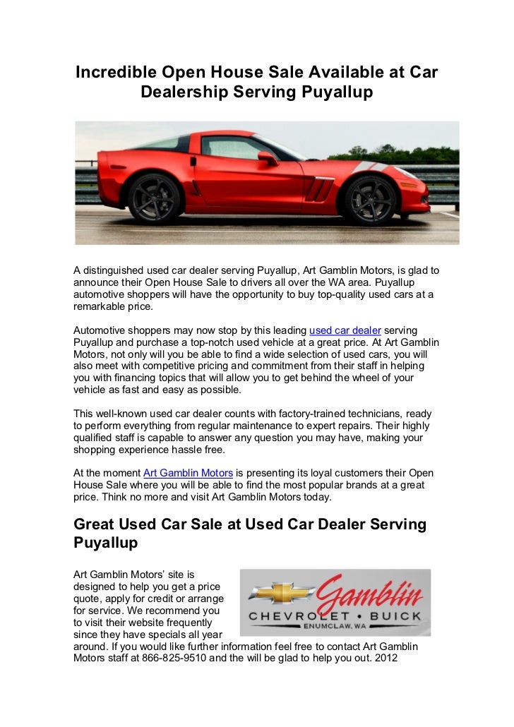 Incredible Open House Sale Available at Car Dealership Serving Puyallup