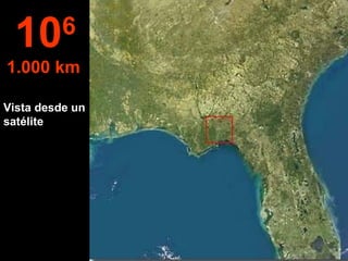 Vista desde un satélite 10 6 1.000 km   