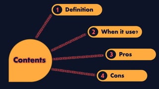 Definition1
When it use?2
Cons4
Pros3
Contents
 