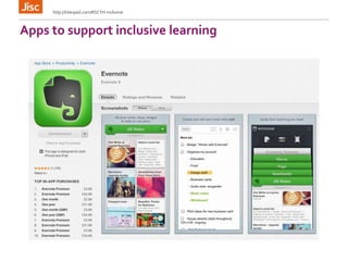Apps to support inclusive learning
http://titanpad.com/RSCYH-inclusive
 