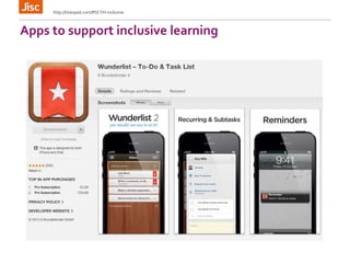 Apps to support inclusive learning
http://titanpad.com/RSCYH-inclusive
 