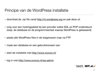 WordPress downloads: kijk zelf eens 
• 5 september versie 4.0 verschenen 
http://wordpress.org/download/counter/ 
9 
3 sep. 2014 - 16:00 4 sep. 2014 - 08:00 
 