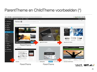 ParentTheme en ChildTheme voorbeelden (*) 
26 
ParentTheme 
ParentTheme ParentTheme 
 