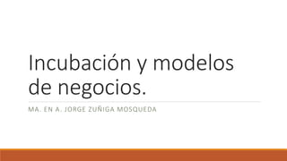 Incubación y modelos
de negocios.
MA. EN A. JORGE ZUÑIGA MOSQUEDA
 