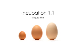 Incubation 1.1
August, 2018
 