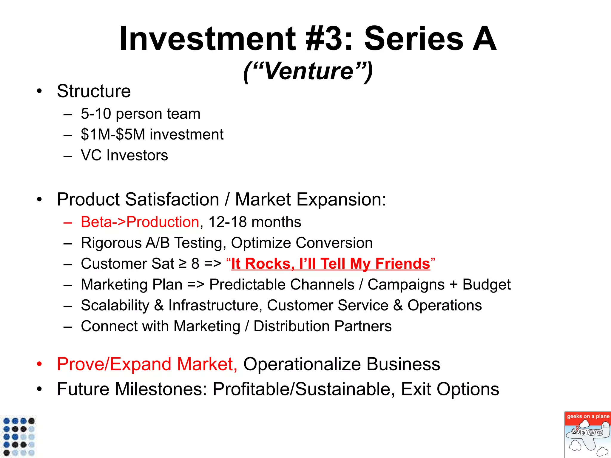 Incubator 2.0 Incubators growing in popularity, acceptance Supportive ecosystem for startups (angels, VCs) Efficient use of investment capital ($25-100K) High fail rate (60-80%)  => large initial sample size 