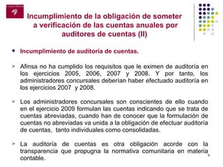 Incumplimiento de la ley en materia contable de los administradores concursales de afinsa julio 2011.def