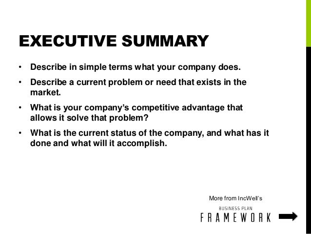 what is the executive summary in a business plan