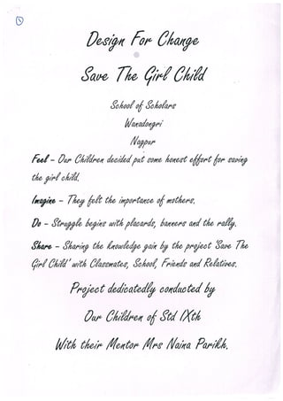 IND-2012-07 Carmel Convent High School Save the Girl Child