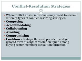 Conflict-Resolution Strategies
 When conflict arises, individuals may resort to several
different types of conflict-resol...