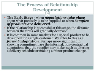The Process of Relationship
Development
 The Early Stage - when negotiations take place
about what precisely is to be sup...