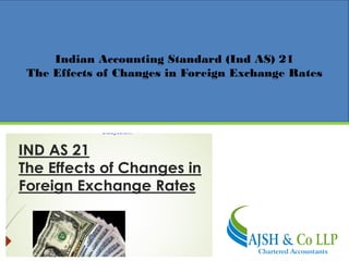 Indian Accounting Standard (Ind AS) 21
The Effects of Changes in Foreign Exchange Rates
 