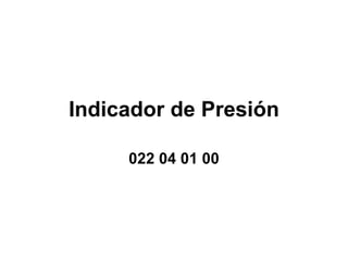 Indicador de Presión 022 04 01 00 