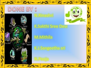 N.Rinashri
K.Sakthi Sree Devi
M.Mithila
K.J.Sangeetha sri
N.Pooja