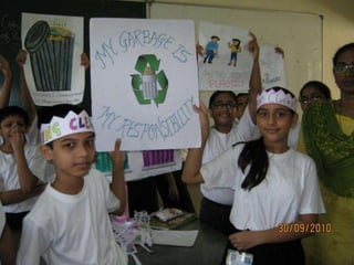 We visited each class of our school and educated the children about the
importance of clean surroundings through speeches and posters that we
prepared. Also rewarded some students with the “KING CLEAN” and
“QUEEN CLEAN”.
Some of them were:
 Surbhi
 Kushal
 Vidhi
 Arjun
 Disha and many more…
 