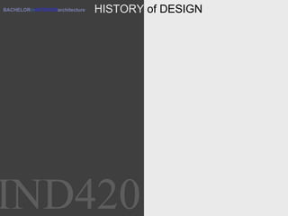 BACHELOR in INTERIOR architecture HISTORY  of DESIGN 