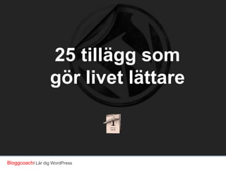 25 tillägg som
gör livet lättare

BloggcoachI Lär dig WordPress

 