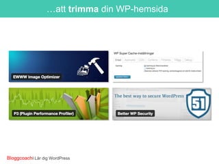 …att trimma din WP-hemsida

BloggcoachI Lär dig WordPress

 