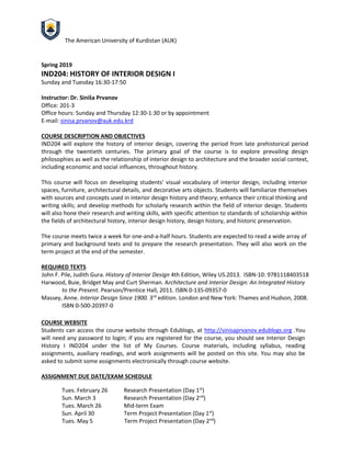IND204 History of Interior Design 1, Course File | PDF