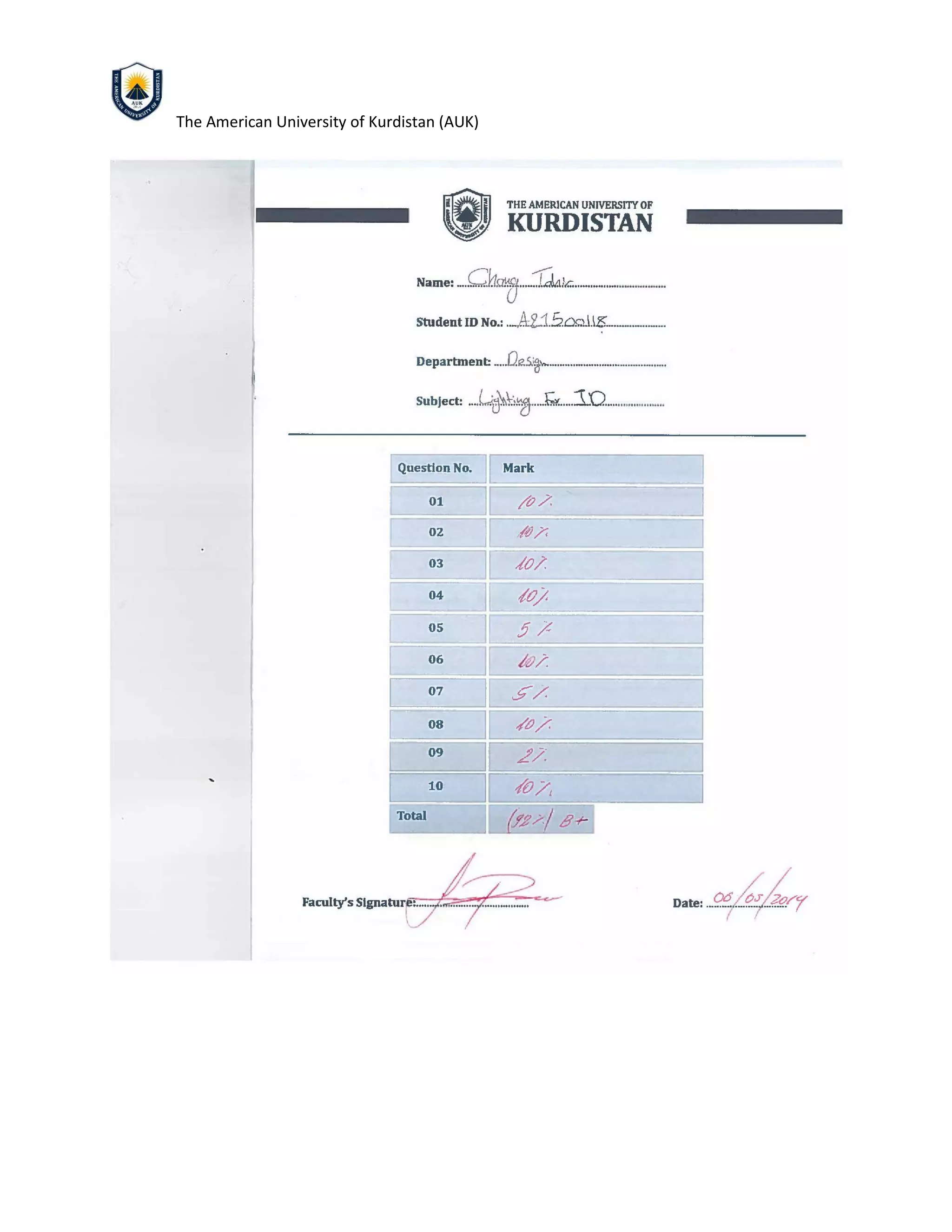 The American University of Kurdistan (AUK)
 